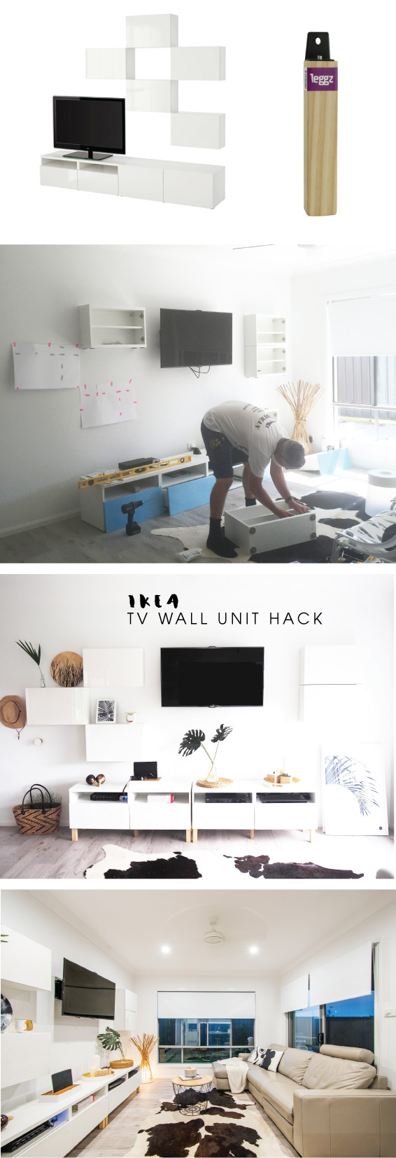Monochrome Ikea Besta TV Wall Unit Hack TOMFO Monochrome Ikea Besta TV Wall Unit Hack TOMFO